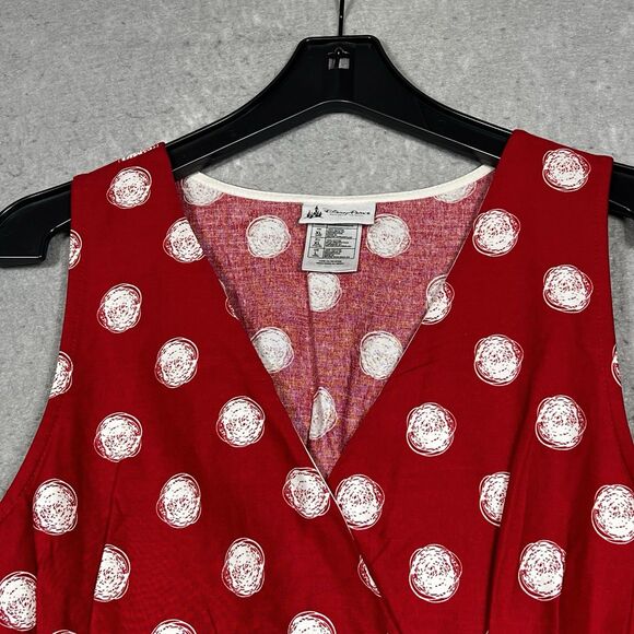 DISNEY PARKS Minnie Mouse Dress XL Red White Sleeveless V-Neck P olka Dot - Picture 2 of 13